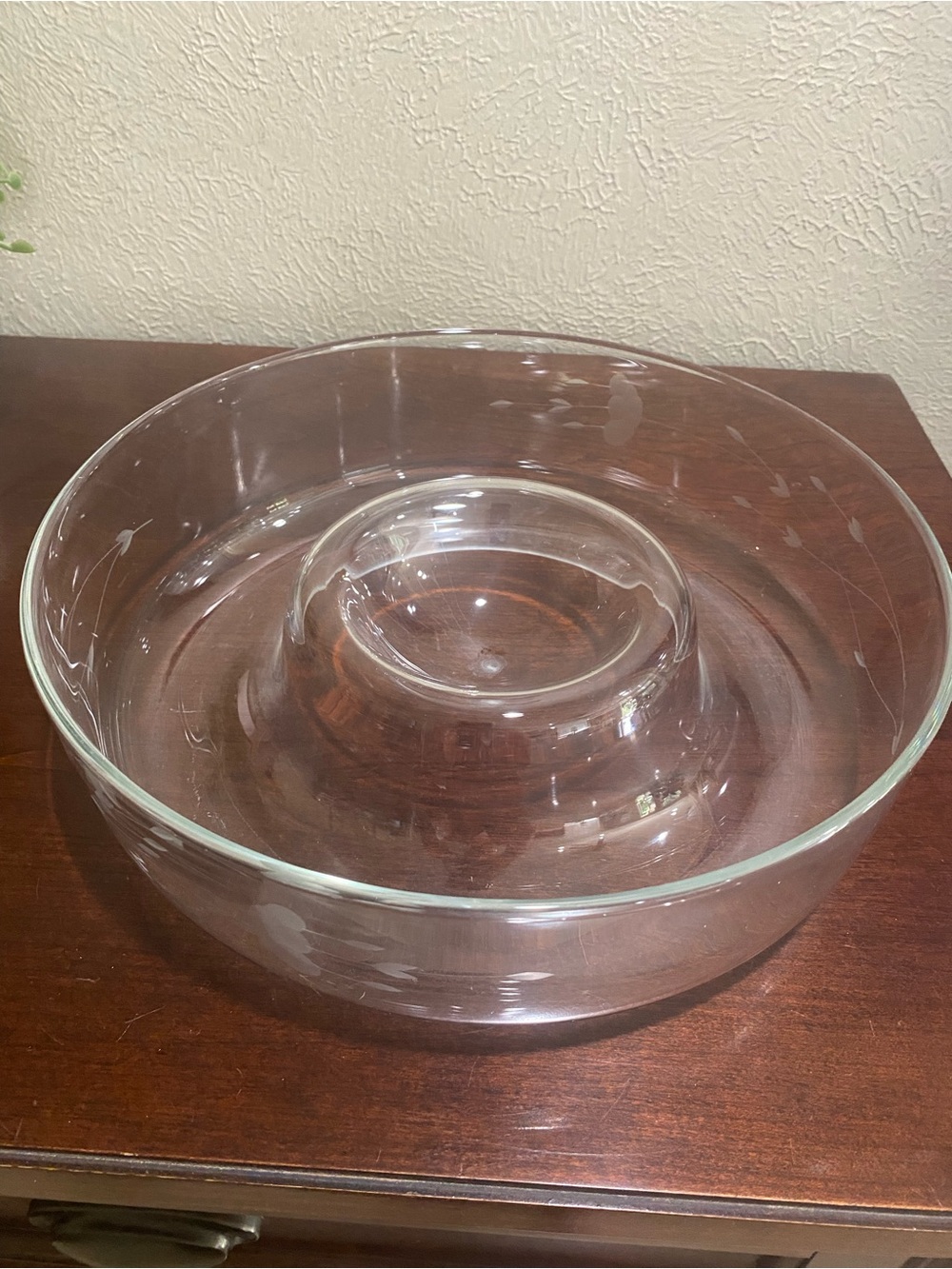 Vintage, Princess House, Crystal Heritage Pattern, Etched Chip and Dip Bowl